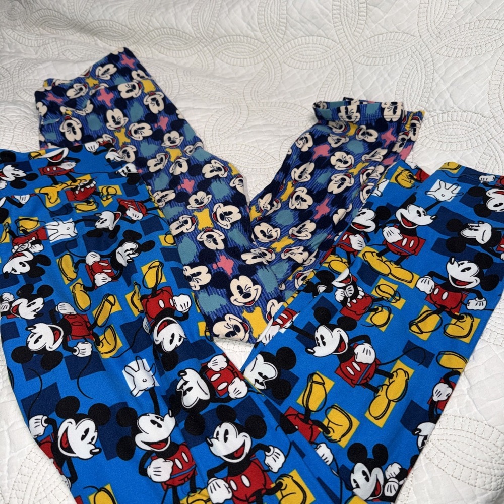 Disney Mickey Mouse Lot of 2 Women's Lularoe Leggings One Size